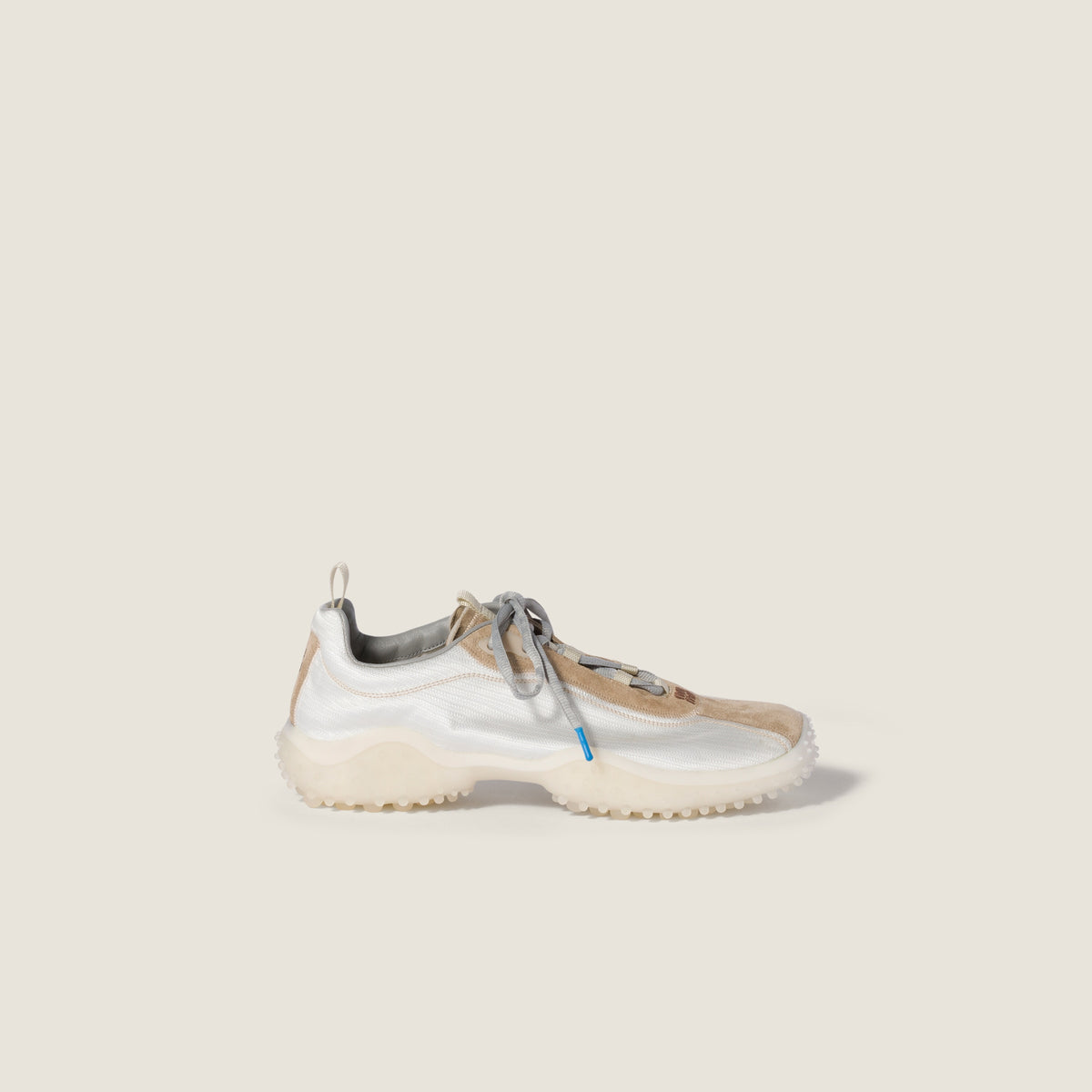 Miu Miu Bubble Ivory Technical Fabric and Suede Sneakers