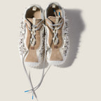 Miu Miu Bubble Ivory Embroidered Technical Fabric and Suede Sneakers