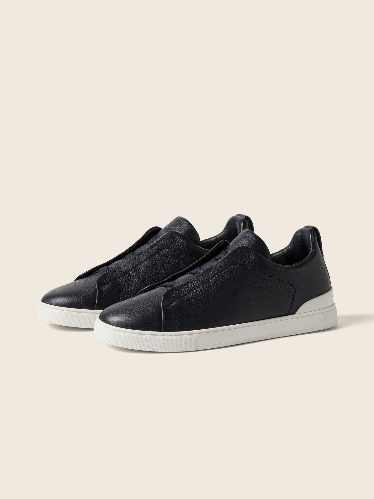 Zegna Triple Stitch Deerskin Sneaker Navy Blue