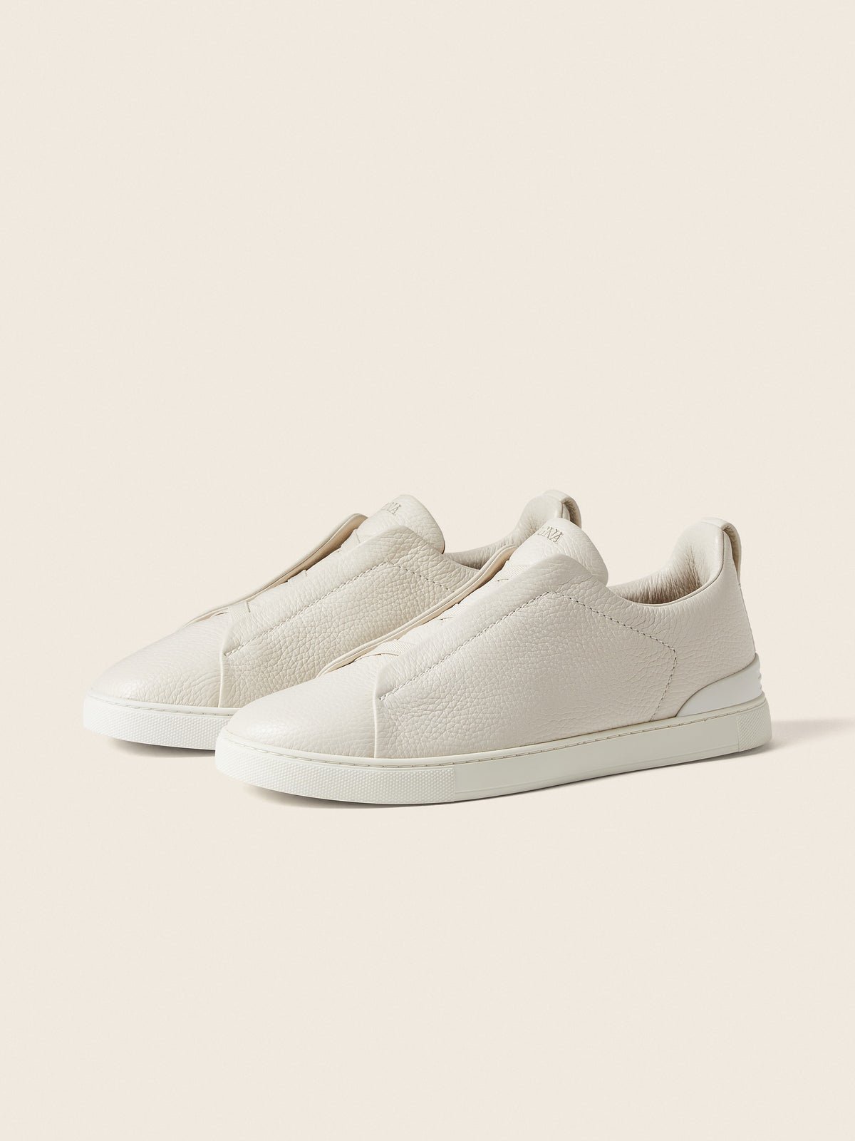 Zegna Triple Stitch Deerskin Sneaker Off White 2
