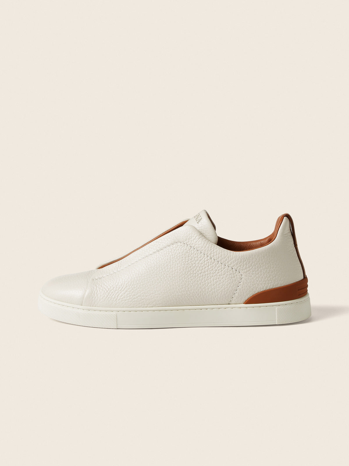 Zegna Triple Stitch Deerskin Sneaker Off White, view 4