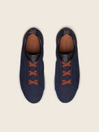 Zegna Triple Stitch Denim Sneaker Blue, view 3