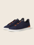 Zegna Triple Stitch Denim Sneaker Blue
