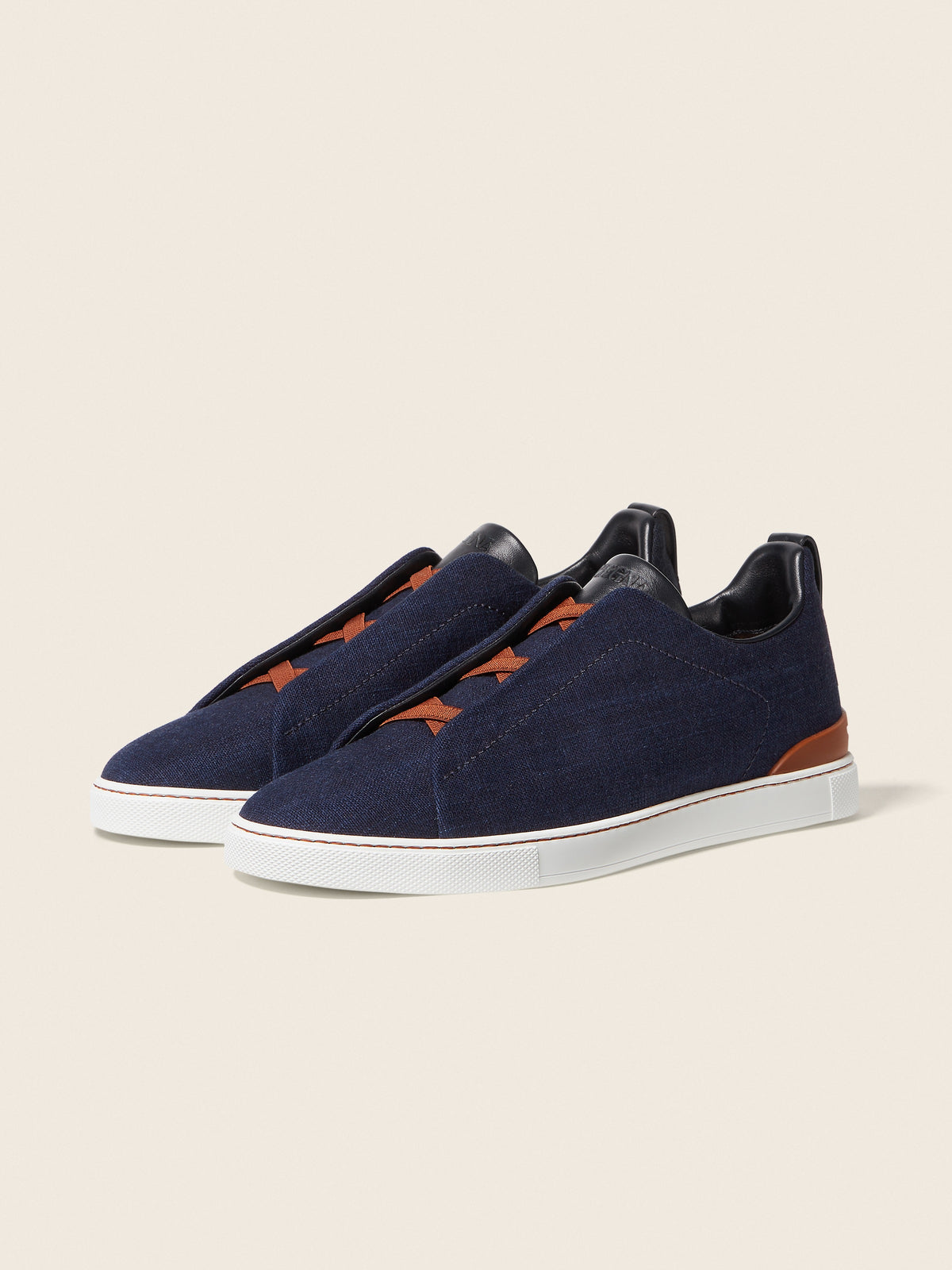 Zegna Triple Stitch Denim Sneaker Blue