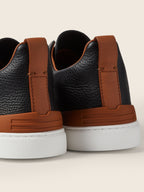 Zegna Triple Stitch Leather Sneaker Black, view 4
