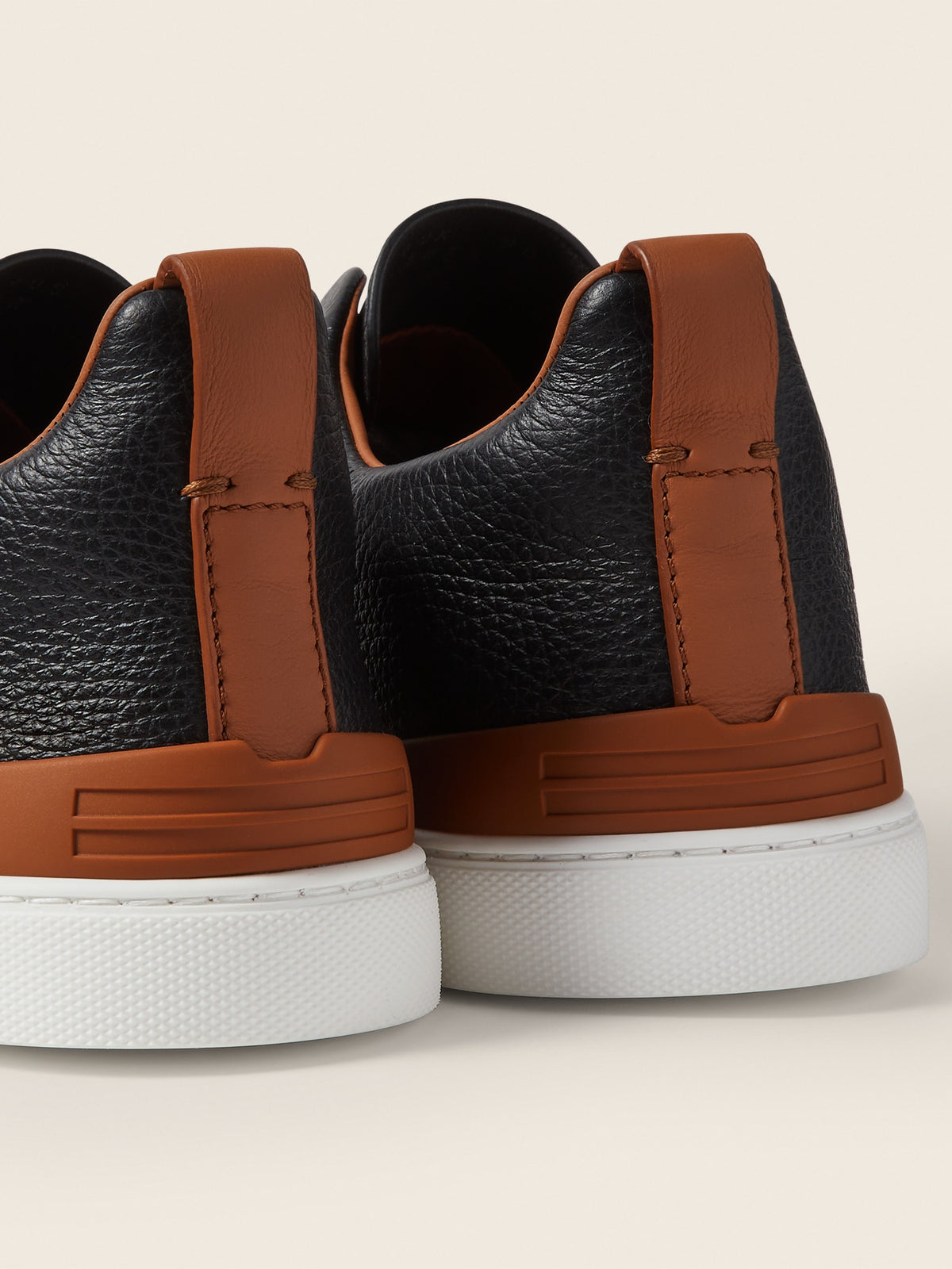 Zegna Triple Stitch Leather Sneaker Black, view 4