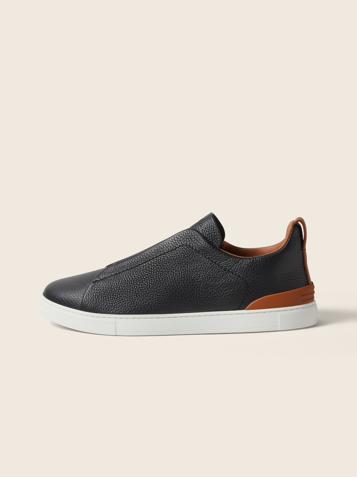 Zegna Triple Stitch Leather Sneaker Black, view 5