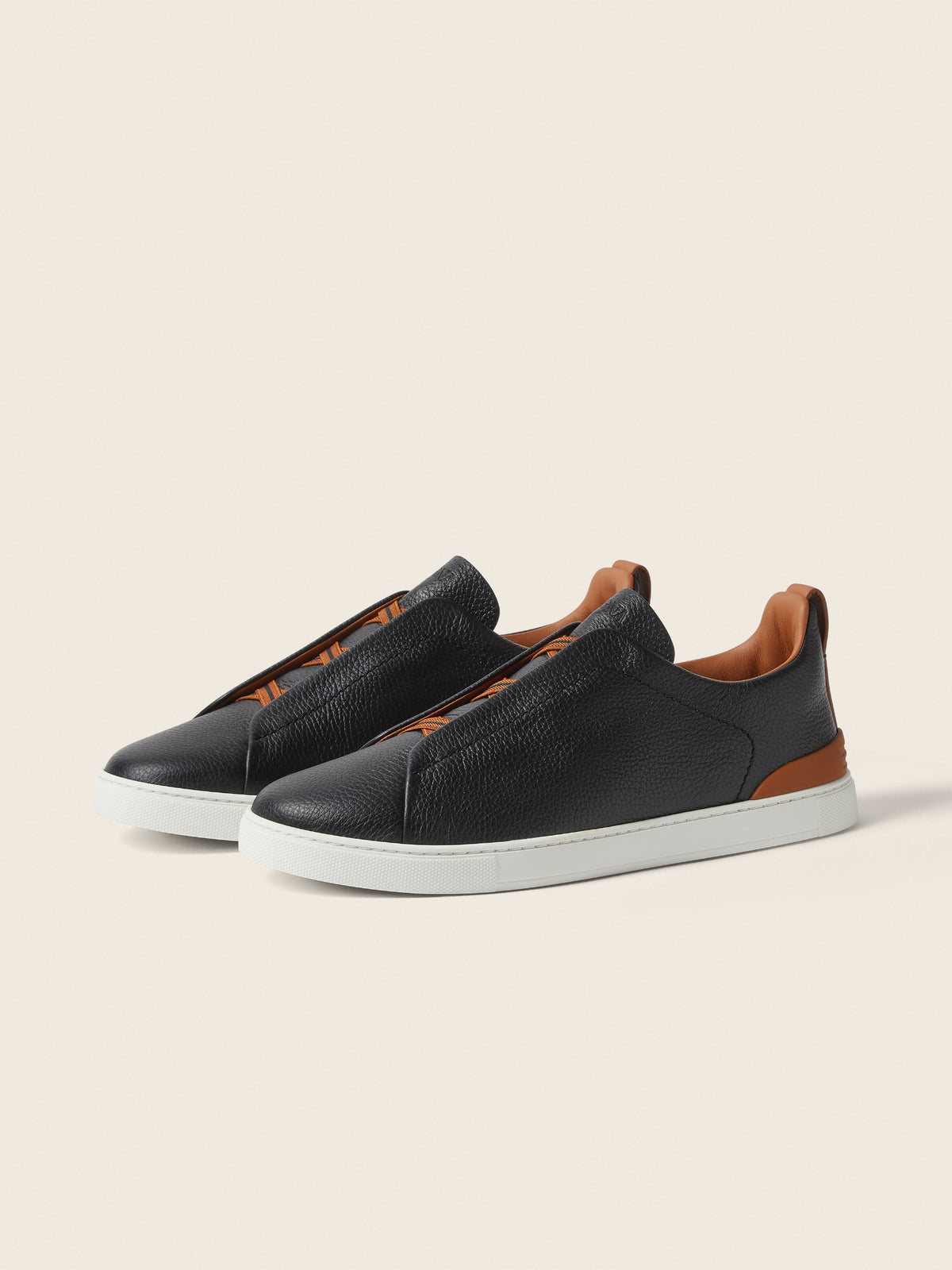 Zegna Triple Stitch Leather Sneaker Black