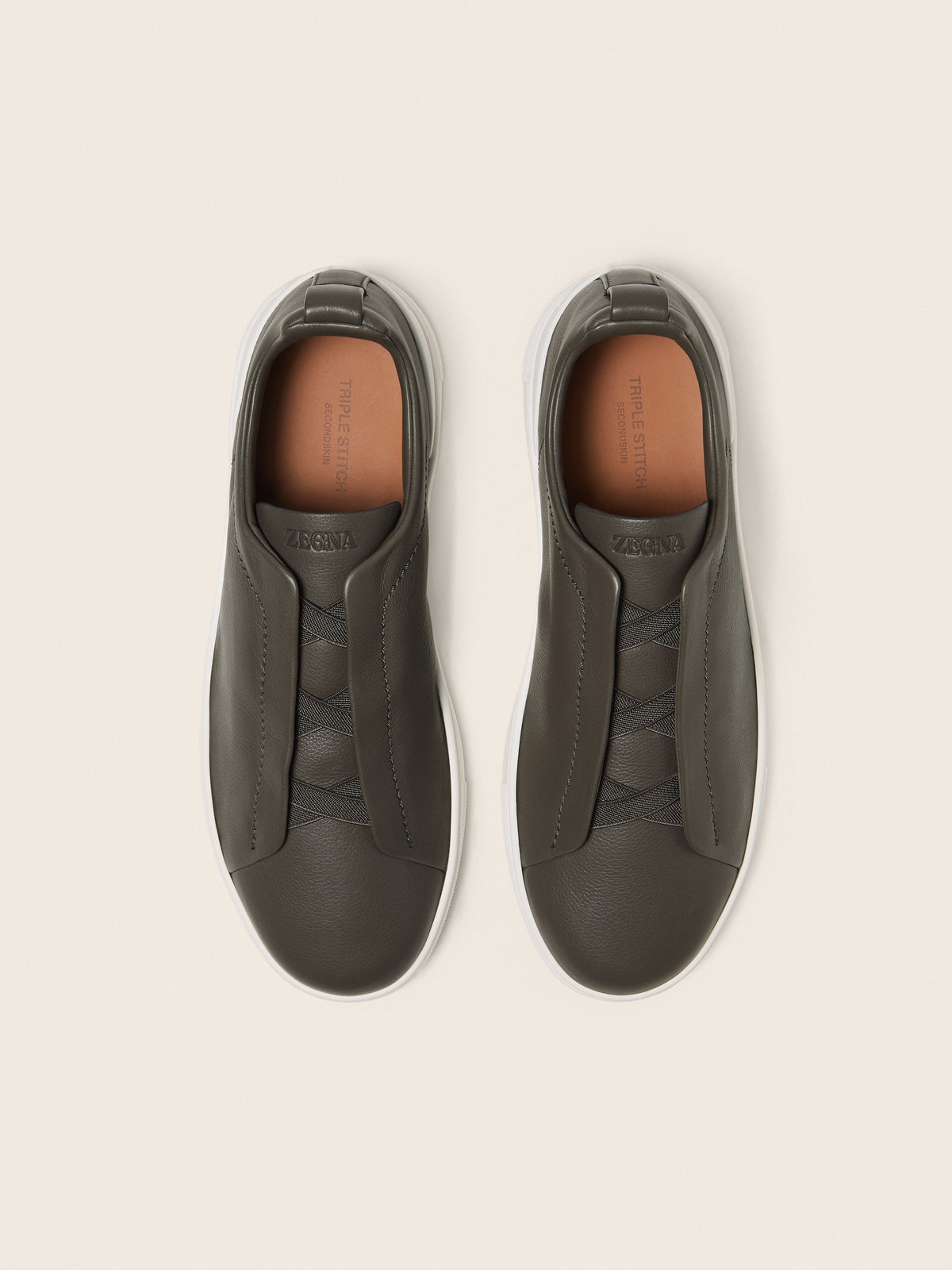 Zegna Triple Stitch SECONDSKIN Sneaker Dark Taupe, view 3