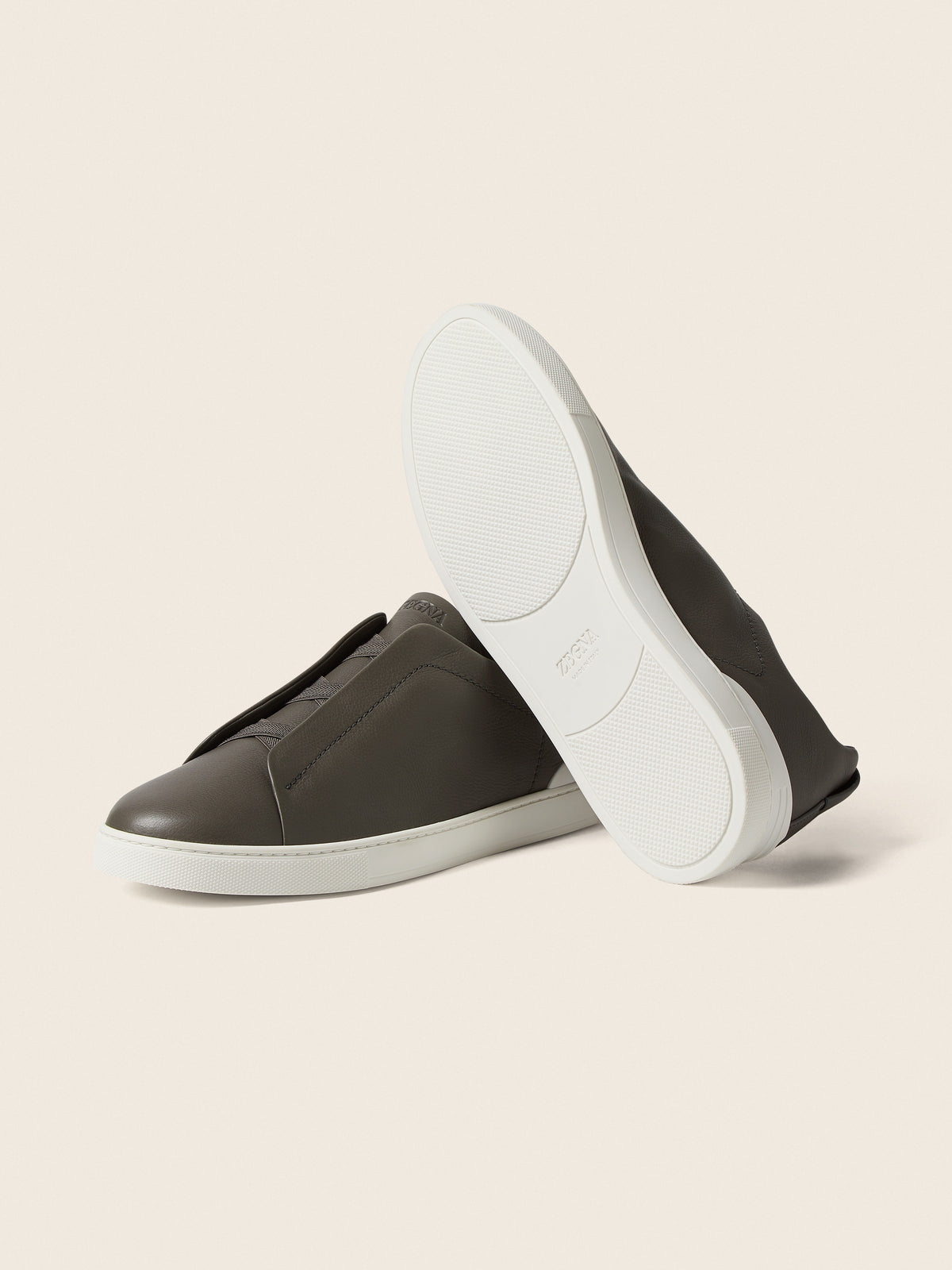 Zegna Triple Stitch SECONDSKIN Sneaker Dark Taupe, view 5