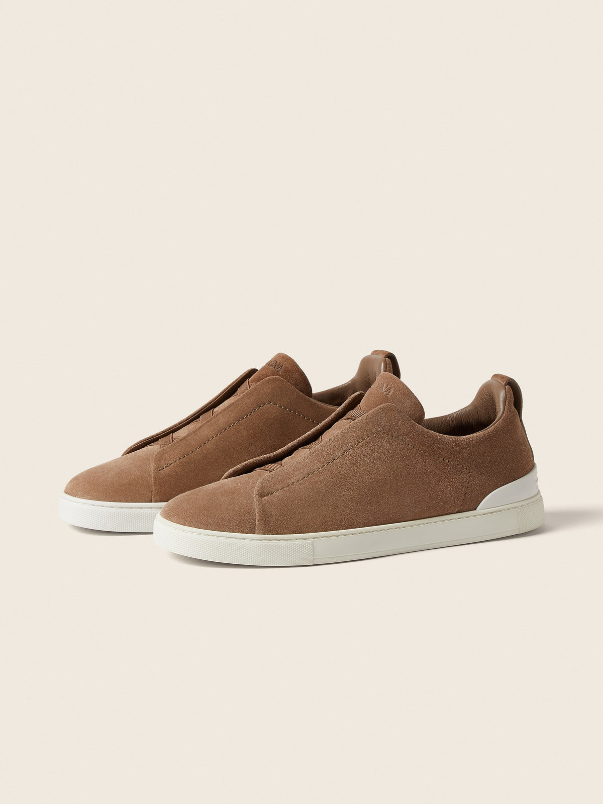 Zegna Triple Stitch Suede Sneaker Beige