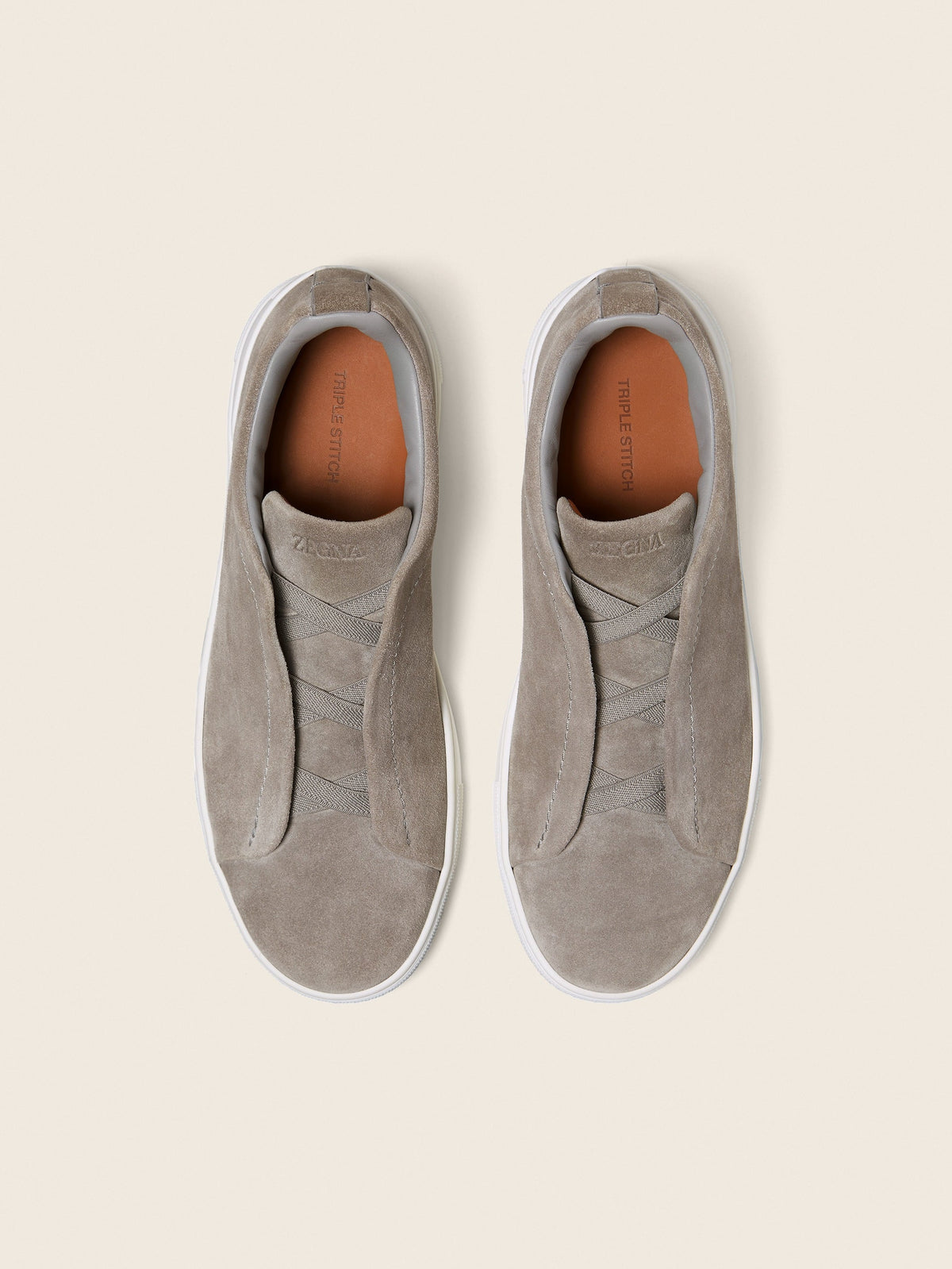 Zegna Triple Stitch Suede Sneaker Grey Melange, view 3