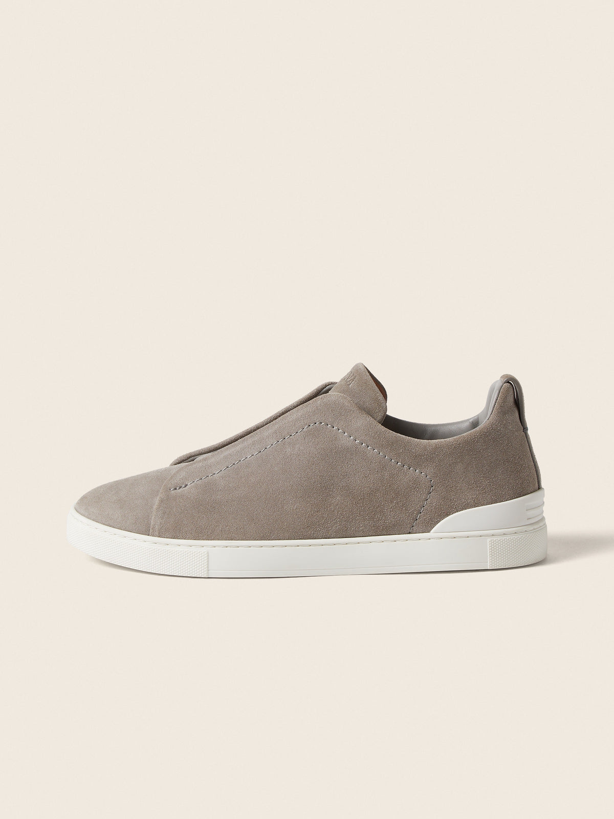 Zegna Triple Stitch Suede Sneaker Grey Melange, view 4
