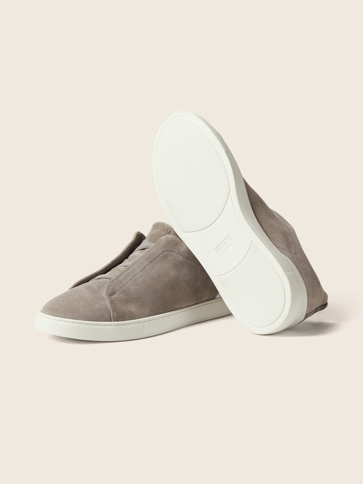 Zegna Triple Stitch Suede Sneaker Grey Melange, view 5