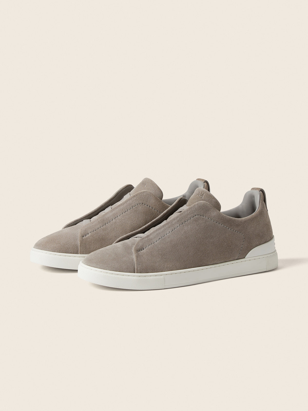 Zegna Triple Stitch Suede Sneaker Grey Melange