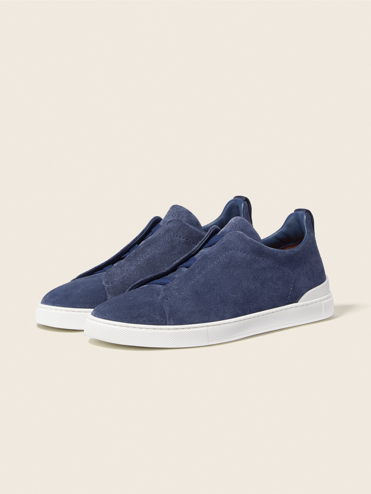 Zegna Triple Stitch Suede Sneaker Utility Blue